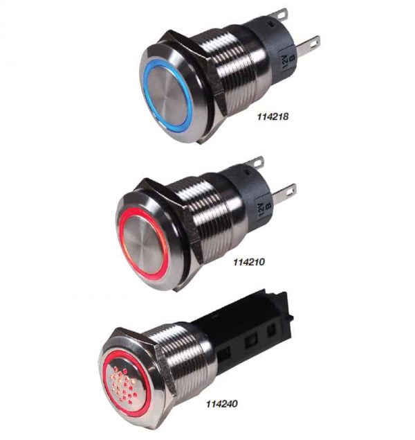 Bep Stainless Steel Push Button Switch & Buzzers Momentary Off Red