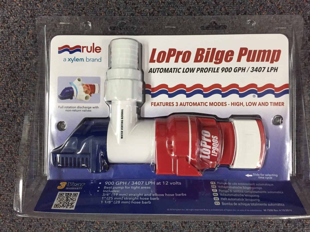 RULE LoPro 900GPH 3407LPH Bilge Pump Low Profile Rotates 12V Automatic LP900S