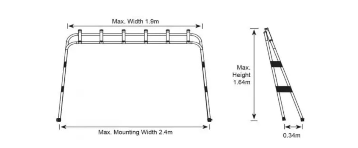 Oceansouth Fishing Rod Rack Rocket Launcher Dimensions