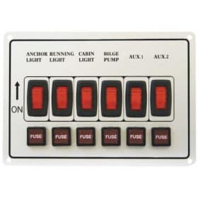 Horizontal Alloy Illuminating 6 Gang Switch Panels 12 Volt