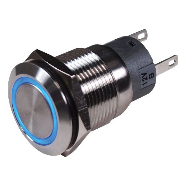 BEP Stainless Steel Push Button Switches Blue