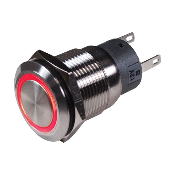 BEP Stainless Steel Push Button Switches Red