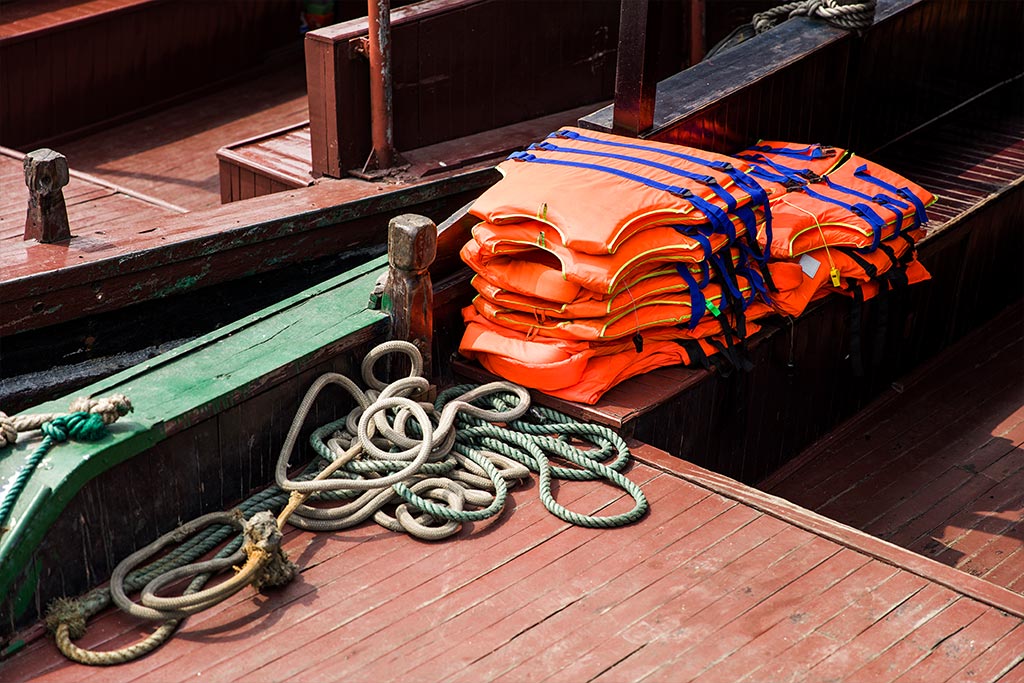 Life Jackets on a dock in Australia