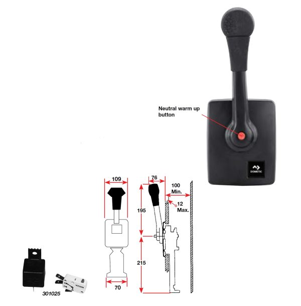 301018_Seastar side mount single engine control B700SS Dimensions