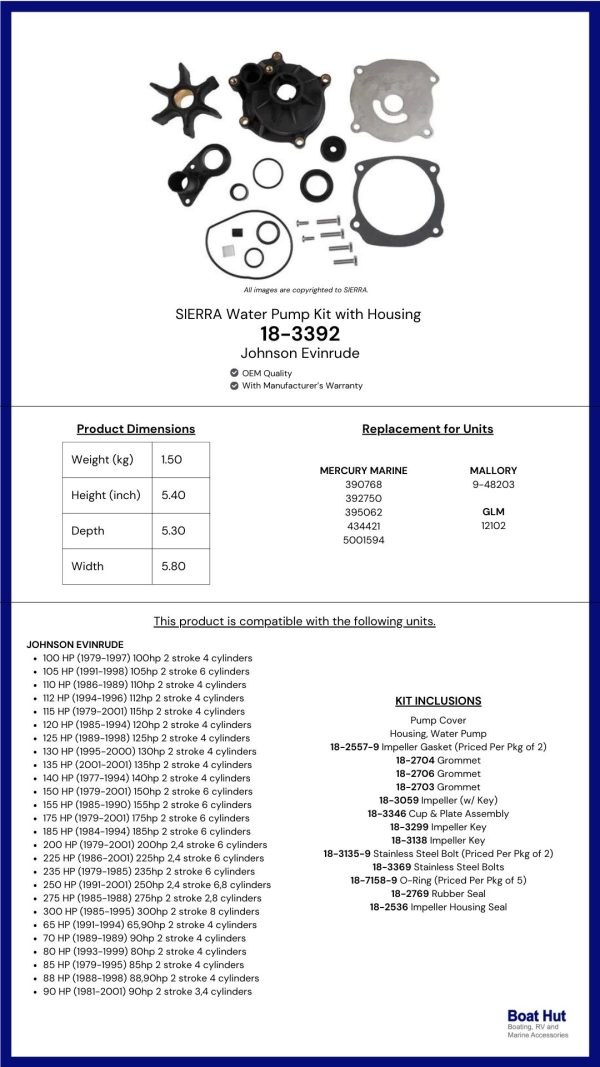 SIERRA Water Pump Kit with Housing / 18-3392 / Johnson Evinrude