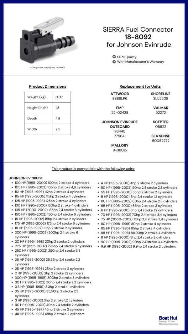 SIERRA Fuel Connector / 18-8092 / for Johnson Evinrude
