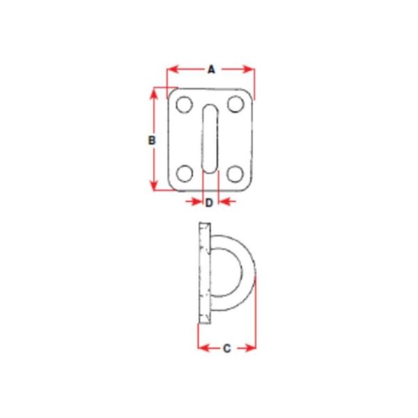 BLA Pad Eyes – Rectangular / 304 Stainless Steel / 6x35x40mm