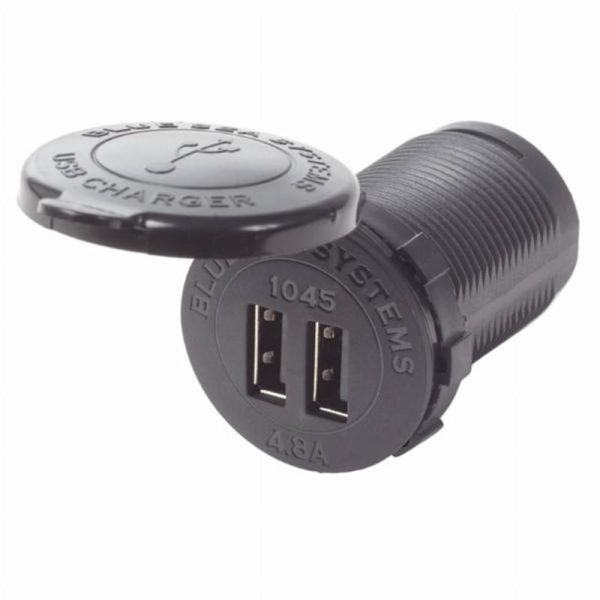 Blue Sea 12/24V DC Dual USB Charger 4.8A with Intelligent Device Recognition