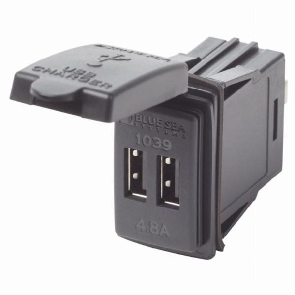 Blue Sea 12/24V Dual USB 4.8A Chargers - Switch Mount