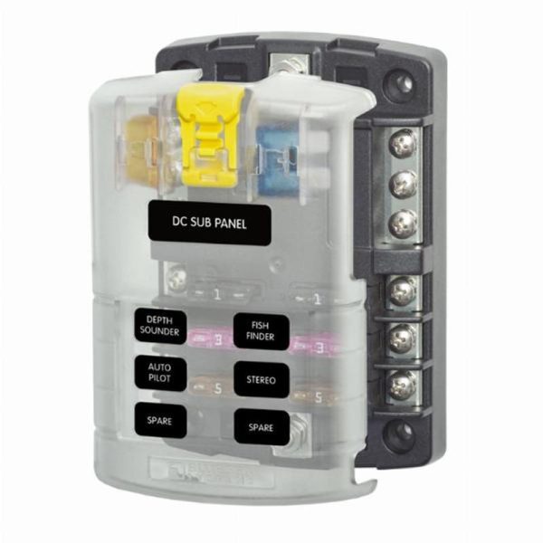 Blue Sea ST Blade Fuse Block - 6 Circuits with Negative Bus and Cover