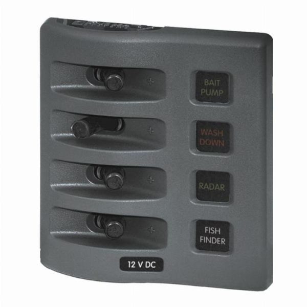 Blue Sea WeatherDeck 12V DC Waterproof Fuse Panel - Gray 4 Positions