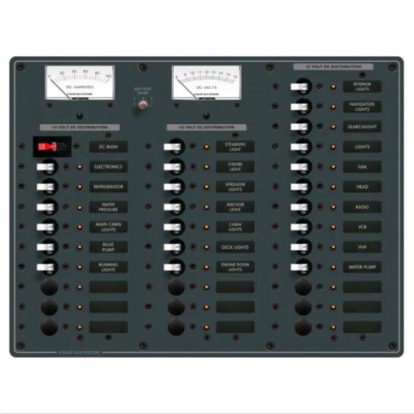 Circuit Breaker Panel DC Branch Traditional Metal with DC Meter - 100A