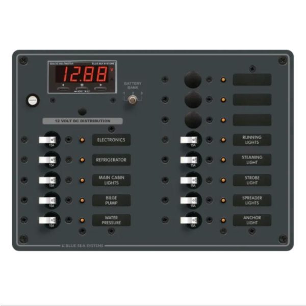 Circuit Breaker Panel DC Branch Traditional Metal with Digital Meter - 100A per bus