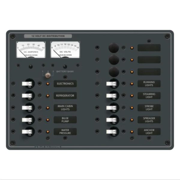 Circuit Breaker Panel DC Branch Traditional Metal with Meter - 50A