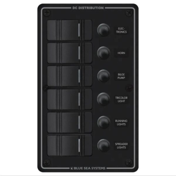 Contura Black Switch Water-Resistant Panel - 6 Position Circuit Breaker