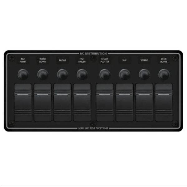 Contura Black Switch Water-Resistant Panel - 8 Position Circuit Breaker