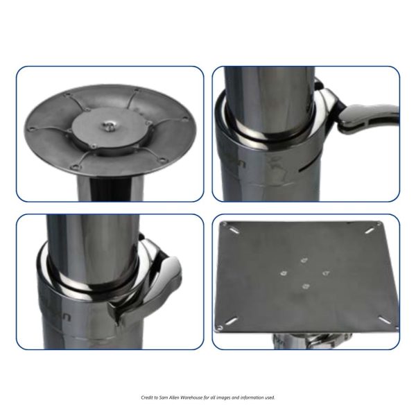 RELAXN Table Pedestal - 2 Piece Telescopic - 316 S/S - Adjustable / SAW-293767 2