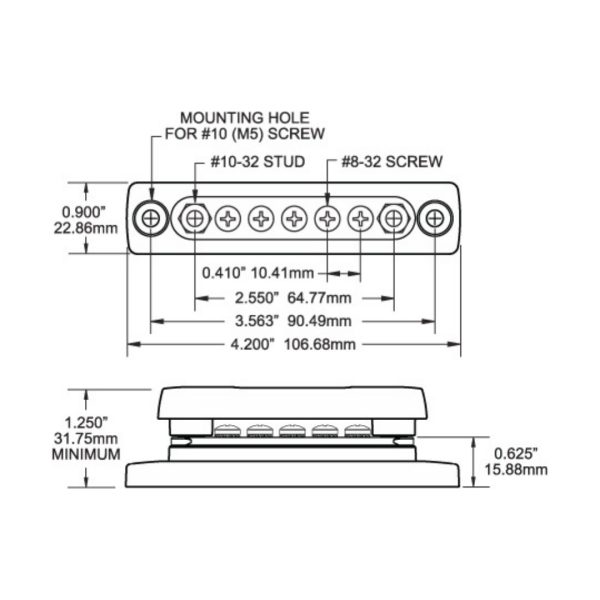 BLUE SEA Common 100A Mini BusBar - 5 Gang with Cover / BS-2314 1