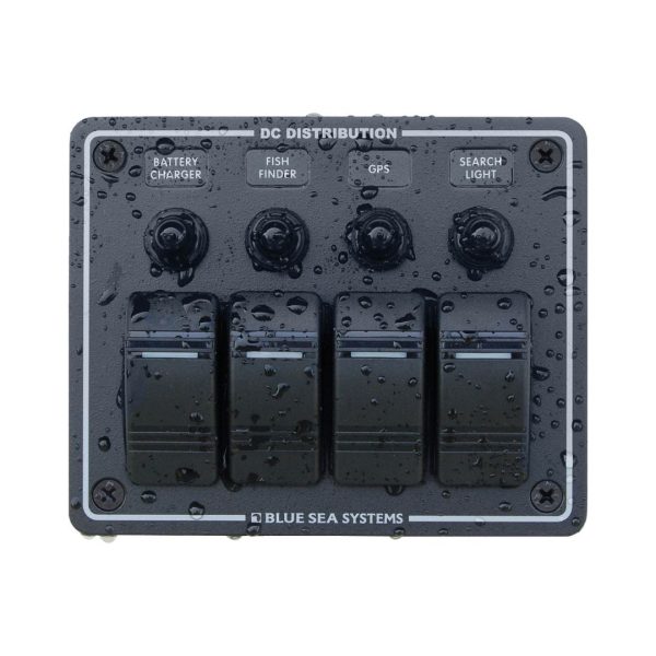 Contura Black Switch Water-Resistant Panel - 4 Pos. Circuit Breaker / BS-8372