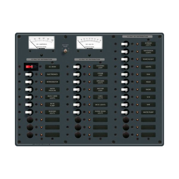 Circuit Breaker Panel DC Branch Traditional Metal with DC Meter - 100A